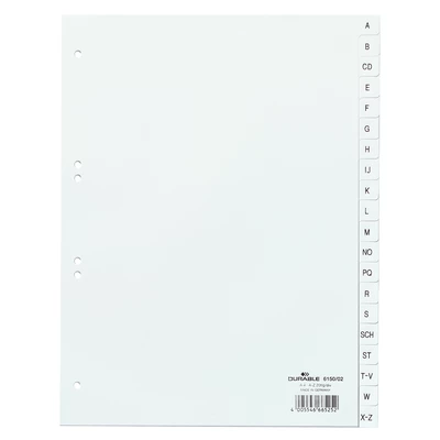 Przekładki PP A4 białe, nadrukowane indeksy, A-Z