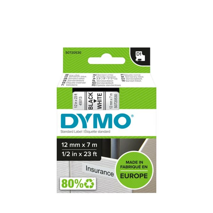 DYMO LM Taśma D1 12mm x 7m czarny nadruk na białym tle