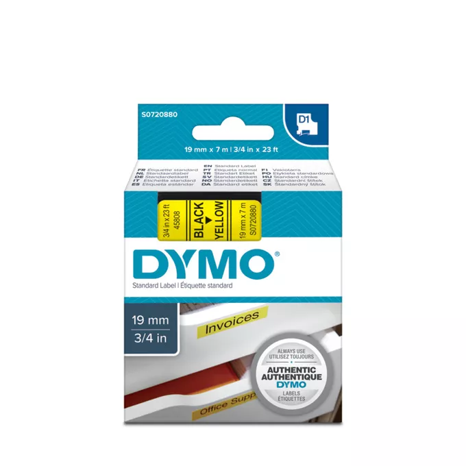 DYMO LM Taśma D1 czarny nadruk na żółtym tle 19mm x 7m