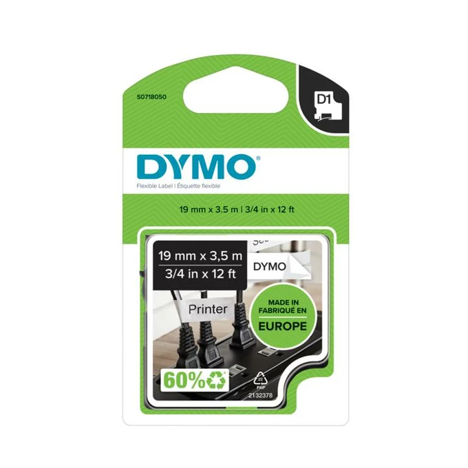 DYMO LM Taśma D1 nylonowa czarny nadruk na białym tle 19mm x 3,5m