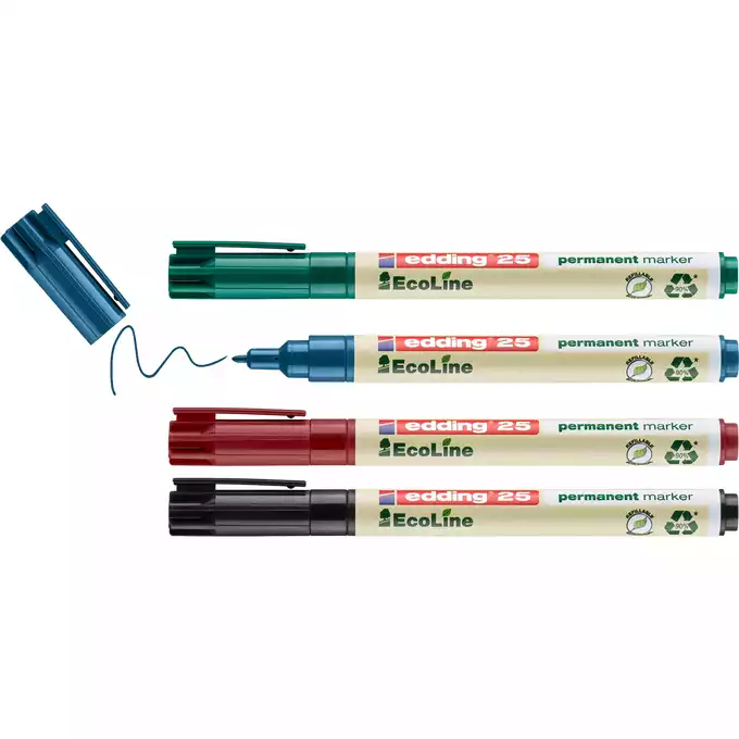 MARKER PERMANENTNY E-25/4 S EDDING ECOLINE, 1MM, 4 SZT