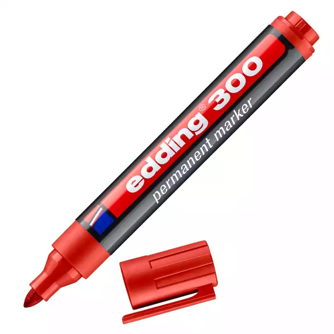 MARKER PERMANENTNY E-300 EDDING, 1,5-3MM, CZERWONY